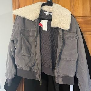 NWT cropped denim bomber